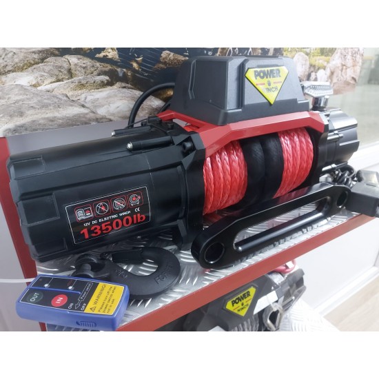 Power Winch 13500 lb Premium Sentetik Halatlı Off-Road 4x4 Elektrikli Vinç